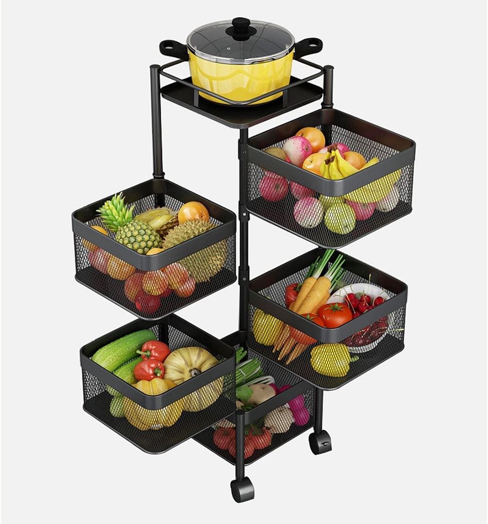 Estante giratorio organizador 5 niveles cuadrado Acero inoxidable